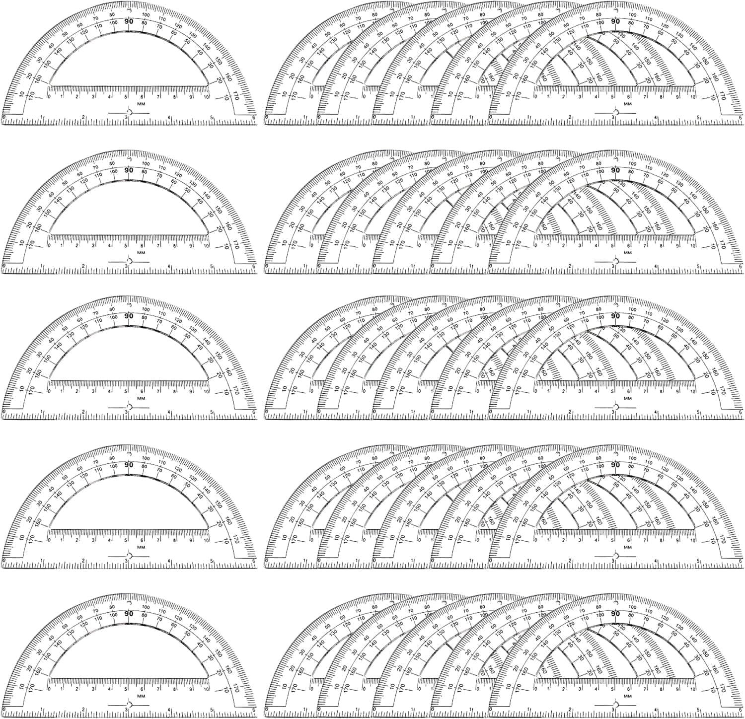 Clear Math Tabel 30 Pack 6 inches 180 Degree Clear Plastic Protractors, Student Math ...