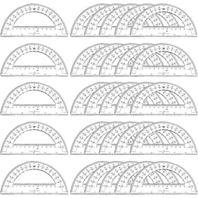 30 Pack 6 inches 180 Degree Clear Plastic Protractors, Student Math Geometry Drawing Tool for Classroom School Use