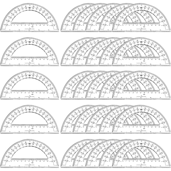 30-Pack Student Protractors, 6-Inch 180 Degree Clear Plastic Math Protractors for Geometry, Classroom Supplies & School Math Kits