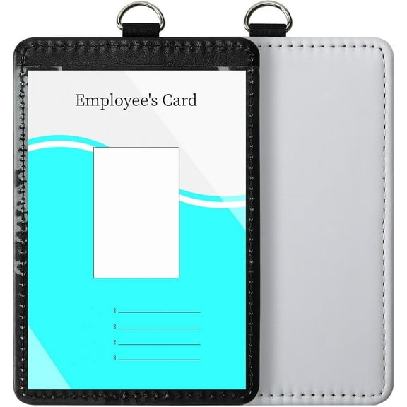 30 Pack Sublimation Blank Clear Genuine Leather ID Badge Holder DIY Heat Transfer Print Vertical ID Card Holders for Badges Waterproof Name Tag Holders for Coach Office Employees Students