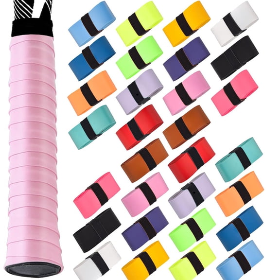 30 Pack Sweat-Absorbent Racquet Overgrip with Sealing Strip, Flat Grip Tape for Tennis, Badminton & Fishing