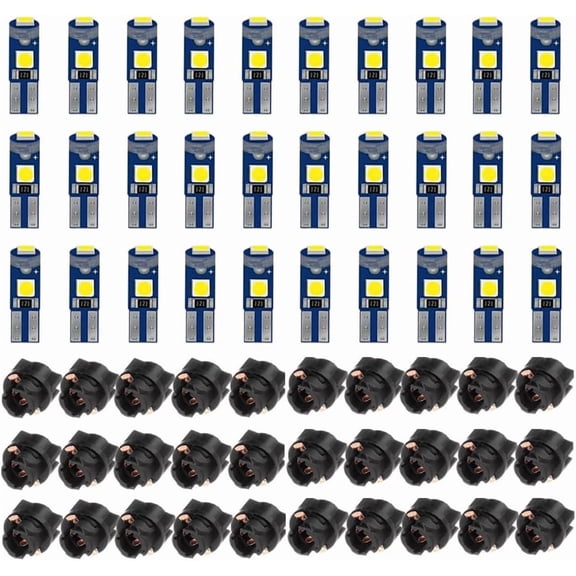 30-Pack T5 37 74 LED Bulb With Twist Lock Socket PC74 PC37 Dashboard Instrument Panel Gauge Cluster Light