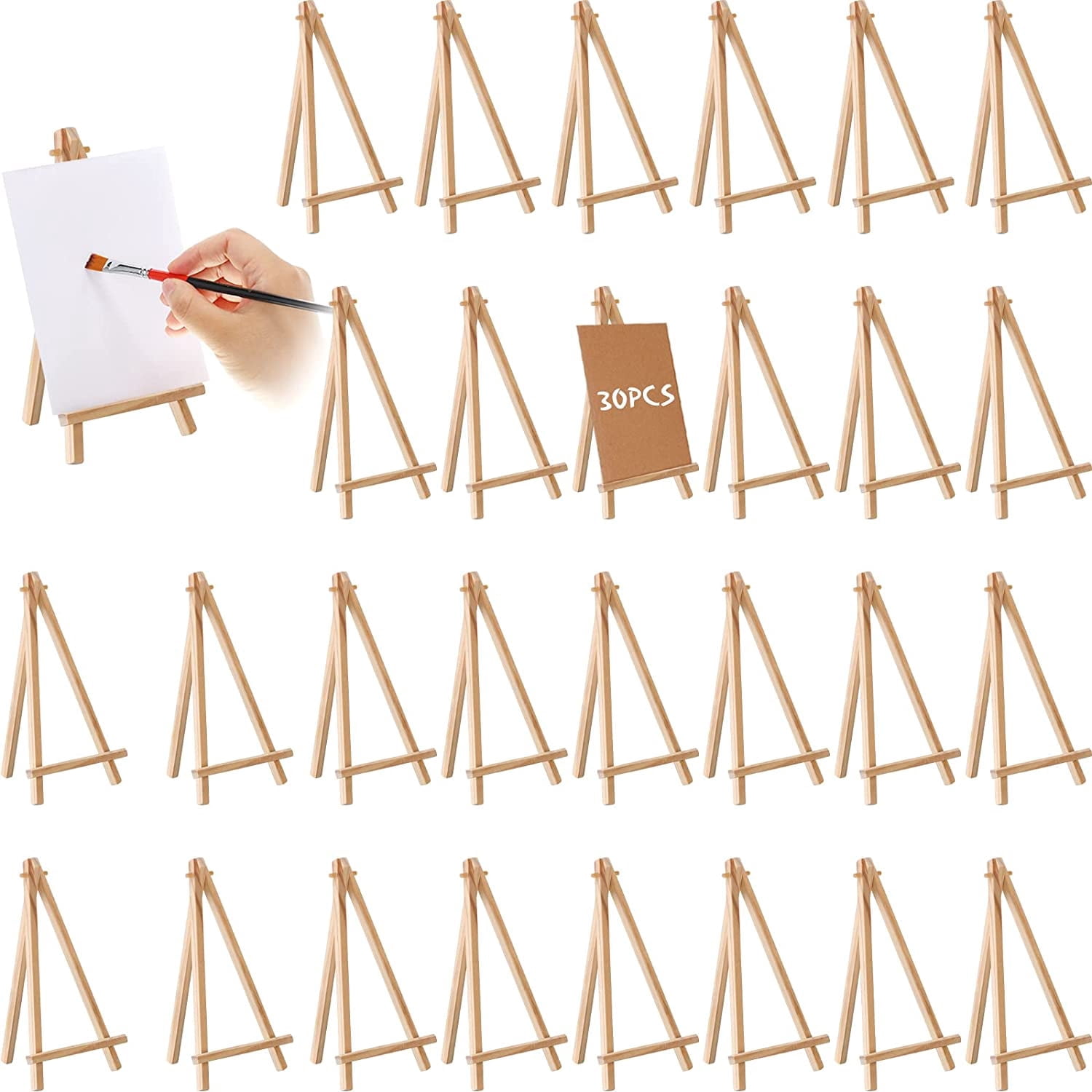 30 Pack Tall Wood Easels Tabletop Display Easels Art Craft Painting Easel Stand Wooden Triangle Painting Easel Arts Crafts Tripod Easels for Artist Adults Students (7.8 x 3.6 inch)