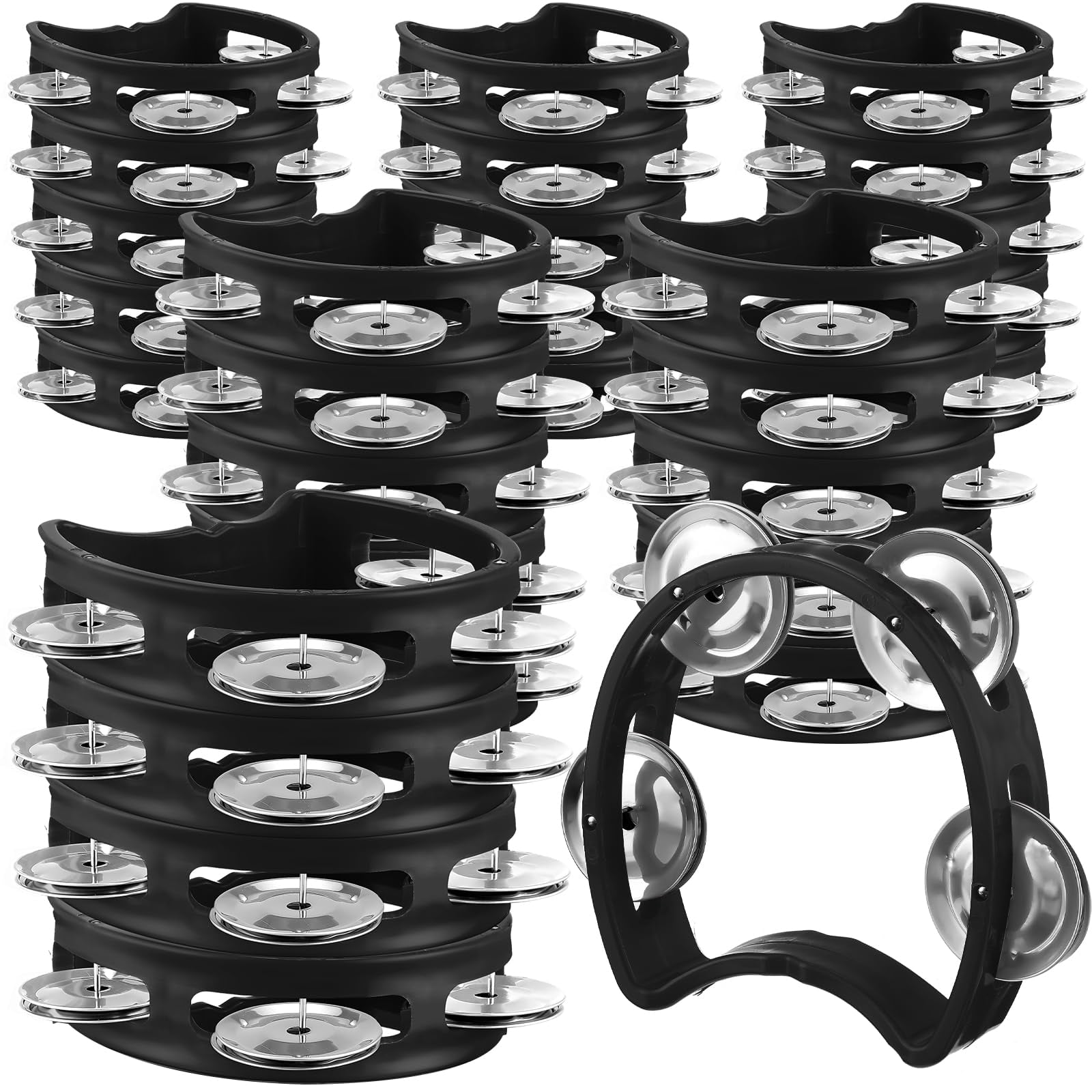30 Pack Tambourine For Kids Adult Tamborines Musical Instrument Noise Makers 4 Bells Handheld Tambourines Church Classroom Music End Of Year Gift(black)