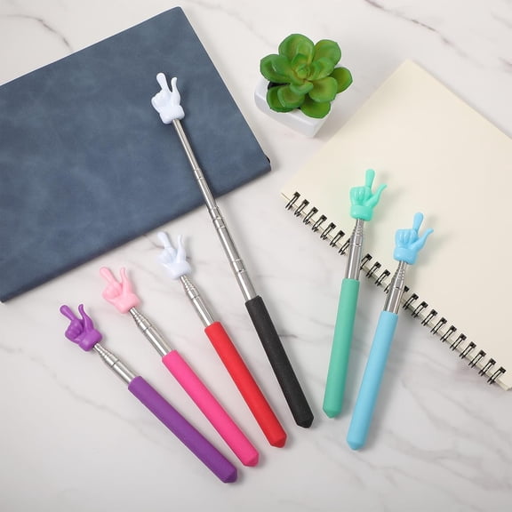 30 Pack Telescopic Teacher Pointer Finger Stick for Classroom, Retractable Hand Pointer, Extendable Mini Classroom Pointing Stick Extends to 21.85 Inches School Essentials Supplies (6 Colors)$$Office