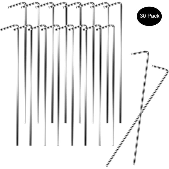 30 Pack Tent Stakes ,12 ''Metal Garden Edging Fence Hooks Pegs Festival Decoration Stakes for for Camping, Hiking, and Tarp Tie Down, Outdoor Tent Fixing Supplies for Hard Ground