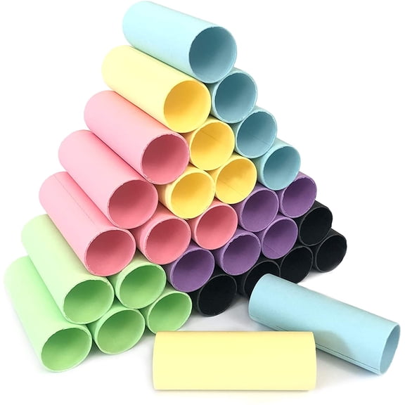 30-Pack Thick Craft Rolls, Multicolored Round Cardboard Tubes for Crafts, 4.5 x 1.5 inches Cardboard Craft Rolls in 6 Colors, Large Classroom Pack Paper Tube (Red Yellow Blue Green Purple Black)