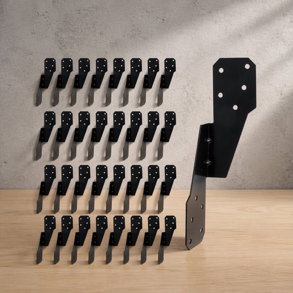 30 Pack Ties, Black Powder-Coated Steel Straps, Rafter Truss Ties Brackets Joist Hangers for Wood Framing, Sheds, Roofs, Decks