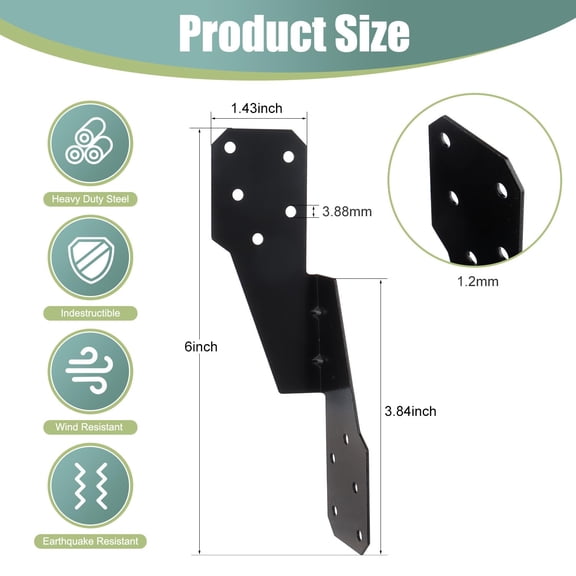 30 Pack Ties, Black Powder-Coated Steel Straps, Rafter and Truss Ties, Joist Hangers for Wood, Shed, Roof, Deck