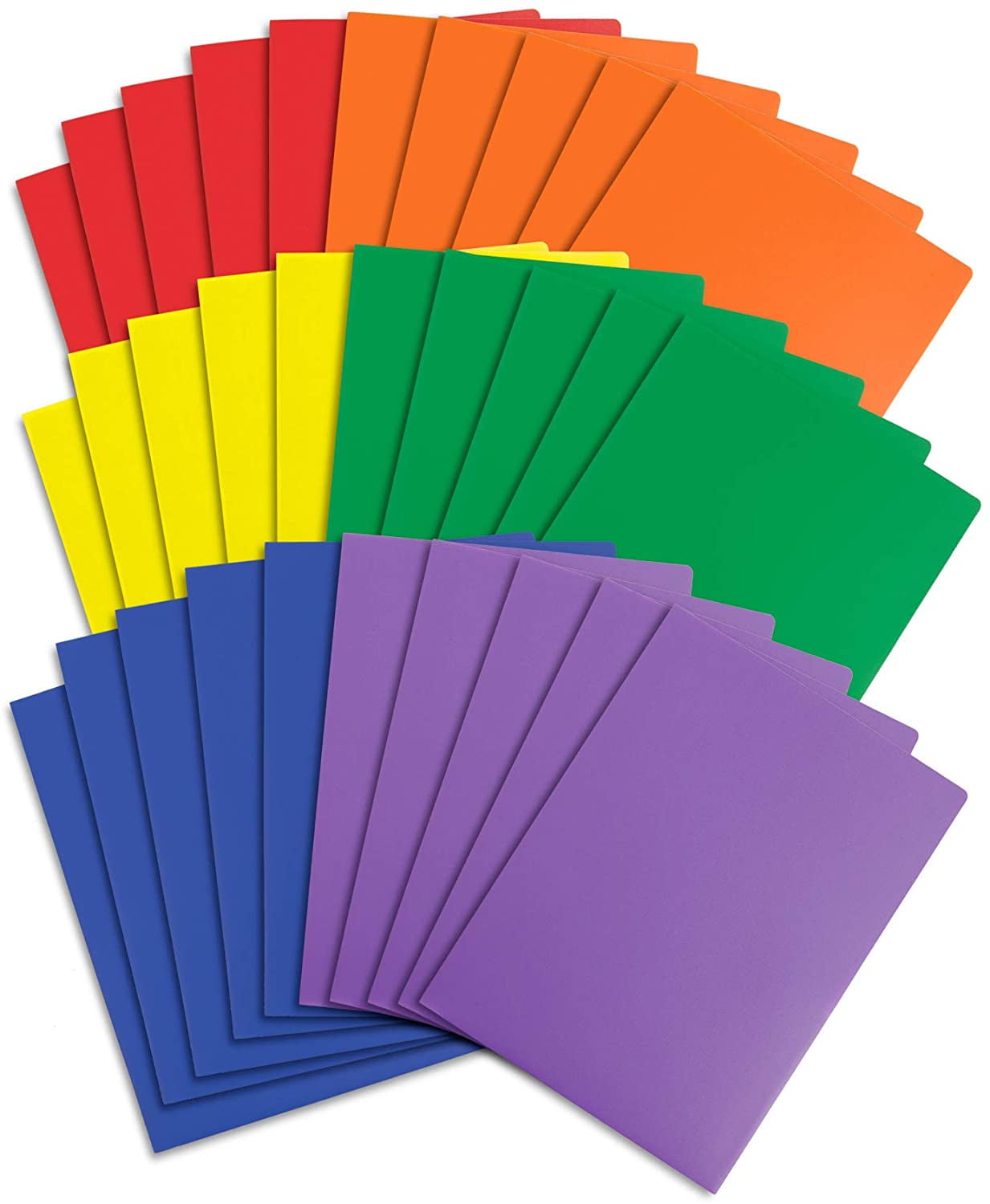 30 Pack Two Pocket Plastic Folders Bulk, 2 Pocket Plastic Folders, Assorted Colors, Durable, Letter Size with Business Card Slot