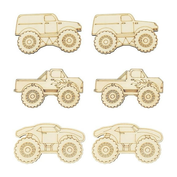 30 Pack Unfinished Wood Monster Truck Cutouts Crafts Truck Party Game Favors Vehicles to Paint Wooden Truck Hanging Ornaments DIY Gift Tags for Home Party Decoration Craft Project