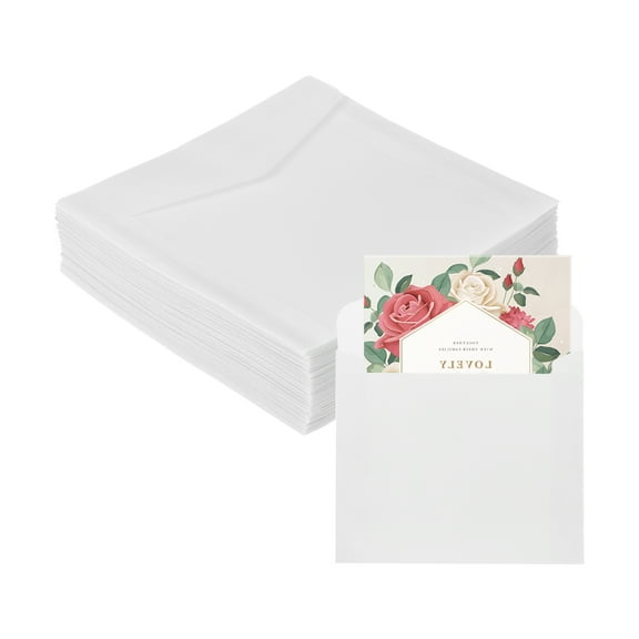 30 Pack Vellum Paper, 2x2 Inch Vellum Jackets Pre-Folded Vellum Envelopes Transparent 53GSM