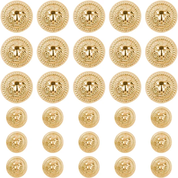 , 30 Pack Vintage Gold Lion Head Buttons Metal Blazer Button For Clothes Crafts