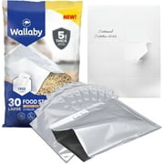 30 Pack Wallaby Mylar Bags for Food Storage, 2.5 Gallon (5 Mil - 12" x 18") Includes 30 Labels, Heat Sealable - Silver