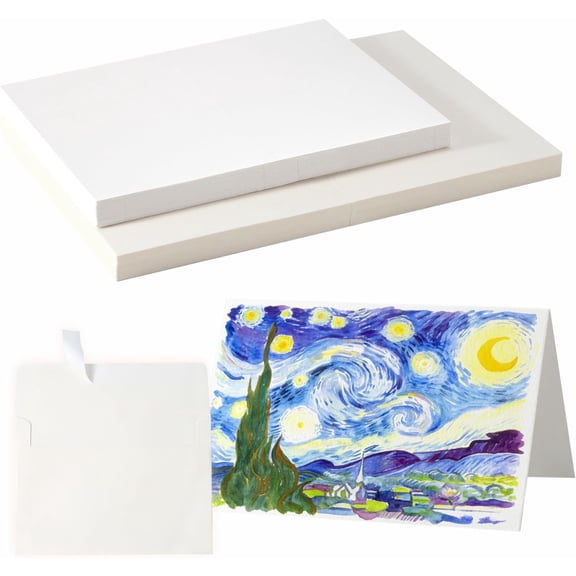 30 Pack Watercolor Cards with Envelopes, 140lb/300GSM 5x7 Cotton Paper in Foldable, Blank Cards and Envelopes for Greeting Cards Birthday Wedding Invitations DIY Thank You Card