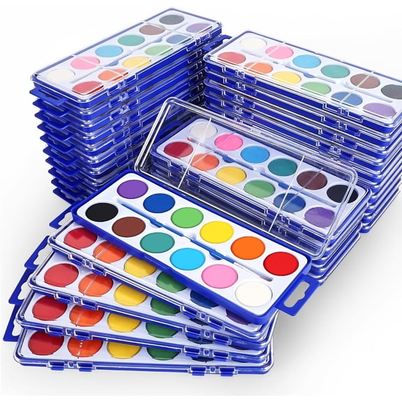 30 Pack Watercolor  Set, 12 Colors Watercolor  Set Bulk with  Brushes, Washable , Art Supplies for Classroom, Parties