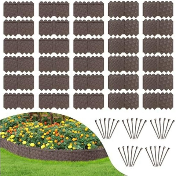 30-Pack Weaving Flower Bed Garden Edging Borders (30 FT) - No Dig Border Edgings with 8.5 Anchor Stakes & Interlocking Design-Thickened Borders for Lawns, Flower Beds & Landscaping$$Garden & Patio