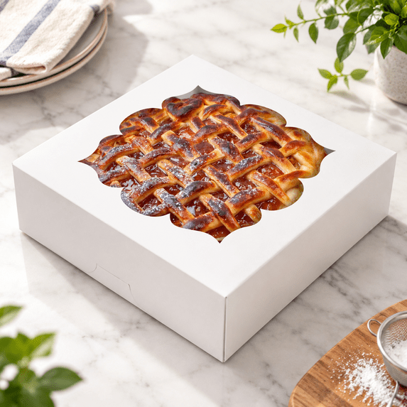 30 Pack White 10x10x3 Inch Cake Boxes with Clear Window for Baked Goods ...
