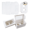 thumbnail image 1 of 30 Pack White Paper Cupcake Boxes with 2 Cavity Cookie Gift Boxes with Clear Window 2 Treat Holder Cupcake Containers Bakery Cake Box, 1 of 6