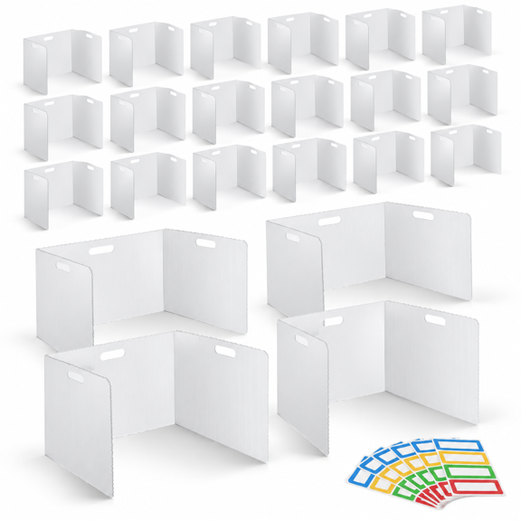 30 Pack White Plastic Desk Dividers, 17.68 x 13.94 x 8.07 In, Classroom School Study Supplies