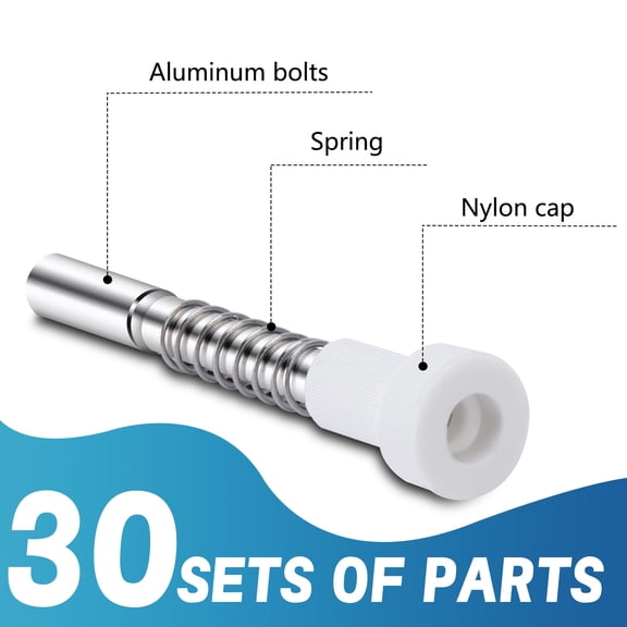 30 Pack Window Screen Plunger Latches with Caps - 5/32"x1-1/2" Aluminum Alloy Retainer Pins Replacement Clips for Securing Screens