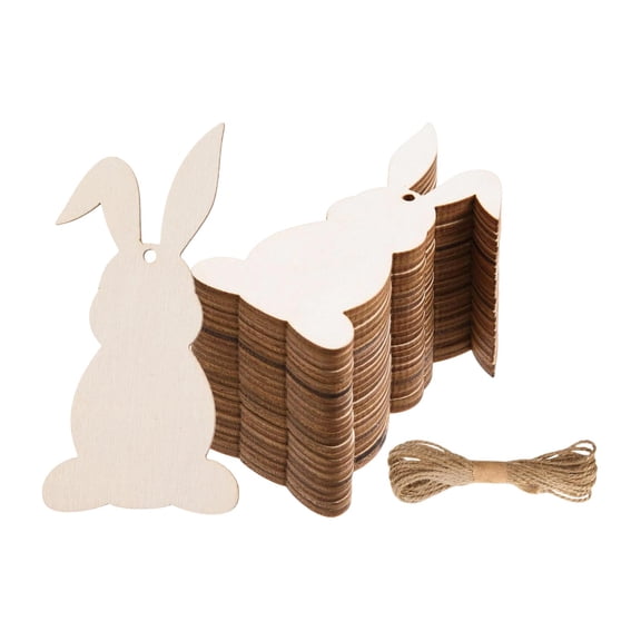 30 Pack Wooden Bunny Cutouts Blank Rabbit Shape Slices DIY Craft Material for Kids Easter Classroom Decorations