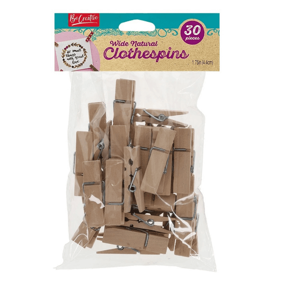 30 Pack Wooden Clothespins, Versatile for DIY Crafts, Artwork Holders, Photo Displays, Home Décor, Laundry Use, Durable, Creative Fun, Perfect for Endless Craft Projects