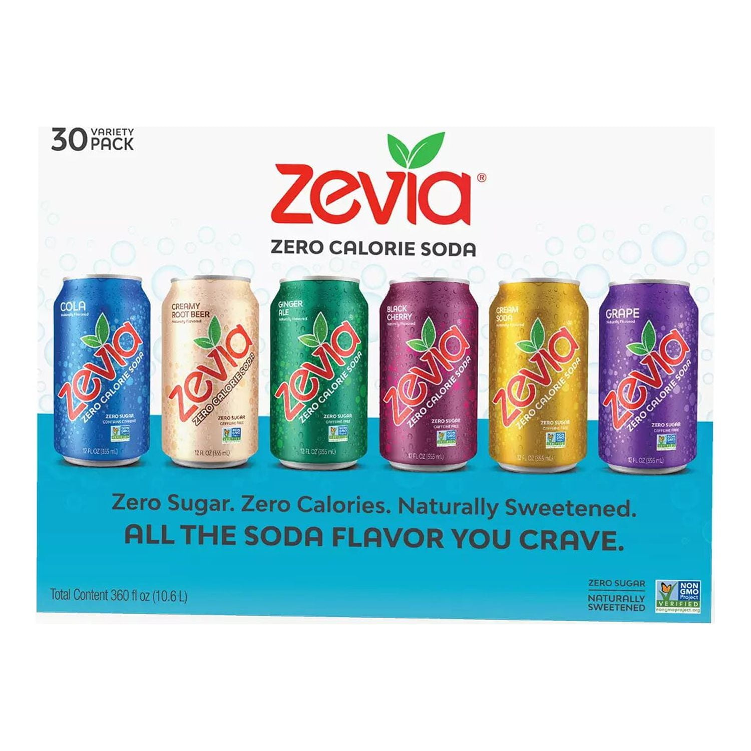 30 Pack Zevia Zero Calorie Soda Variety Pack (12 fl. oz)