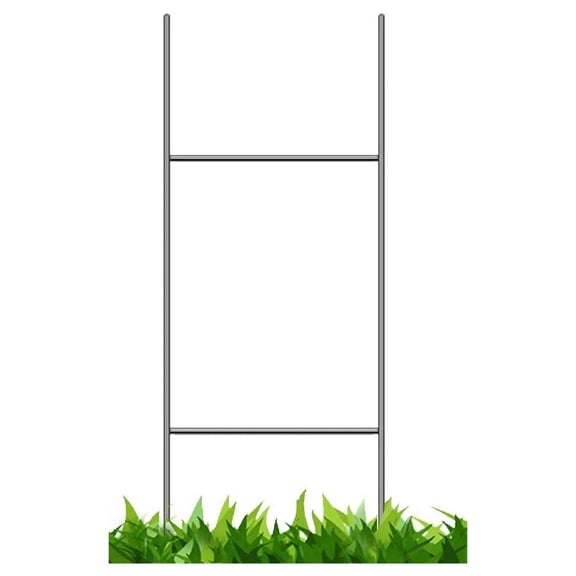30'', Pack of 10 Double H-Frame Metal Sign Stake, 10x30 Inch, Silver, Galvanized Steel