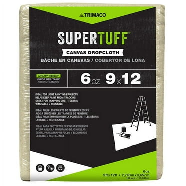 30-Pack of 9’ x 12’ Trimaco 5671 SuperTuff Canvas Dropcloth, 6-Ounce Utility