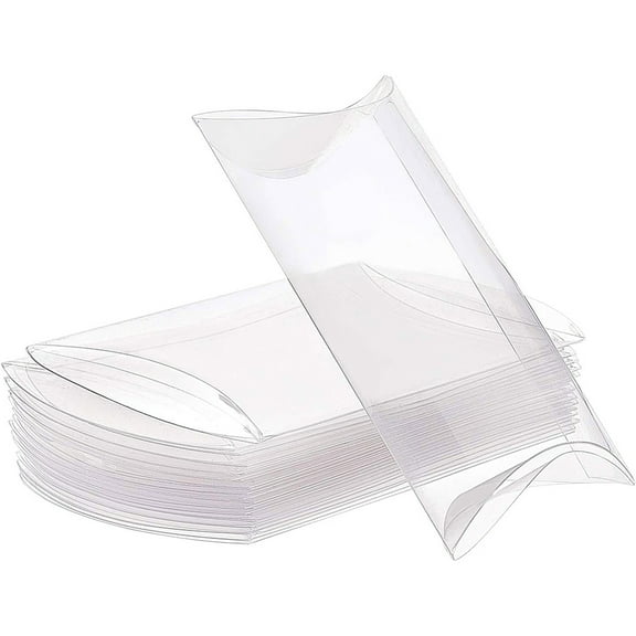 30 Packs 5.5x3.15x1.2 Clear Plastic Pillow Favor Box Candy Treat Gift Box for Wedding Party Gift PackagingDIY