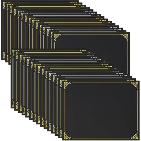 30 Packs Black Certificate Holders, Graduation Diploma Holders, 350GSM, Diploma Covers with Foil Border for Letter Size 8.5" x 11" Award Certificate Paper, Cardstocks and Documents