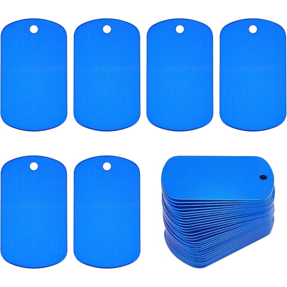 30 Packs Blue Shield Shape Stamping Blanks with 3.5mm Hole Aluminum Blank Pendants for DIY Decorative Craft Pet Dog ID Tags1.97x1.14inch