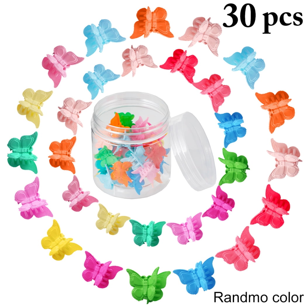 Drnytunk 100Pcs Small Hair Clips Mini Butterfly Hair Clips Flower Clips For Women,Toddler Hair Clips Mini Claw Clips Cute 90s Hair Accessories For Women,Black