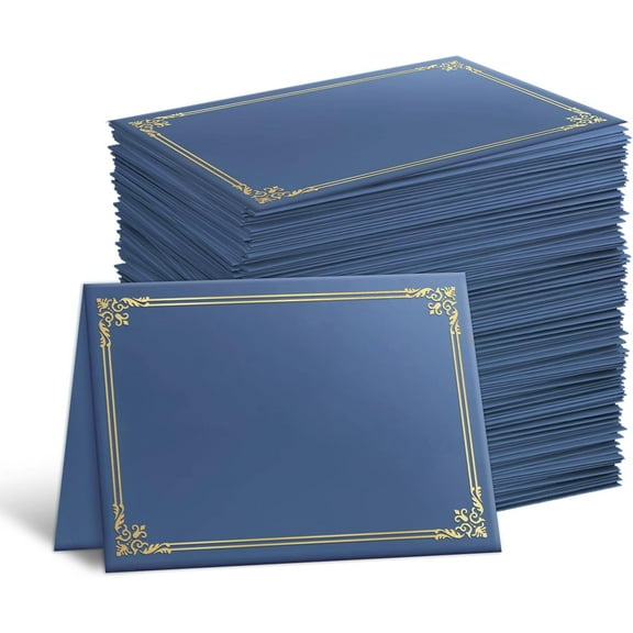 30 Packs Certificate Covers,Navy Blue Cardboard Diploma Cover,Certificate Holders Gold Foil Border,for Letter Size 8.5 x 11 Inch Awards and Certificates