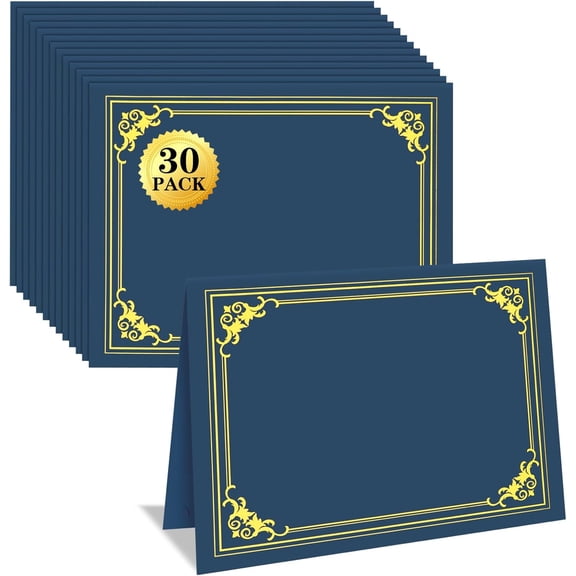 30 Packs Certificate Holders, Navy Blue Certificate Covers, Diploma Holders, Certificate Folders with Gold Foil Border for Letter Size 8.5" x 11" Certificates, Diploma, Documents, Award Cover