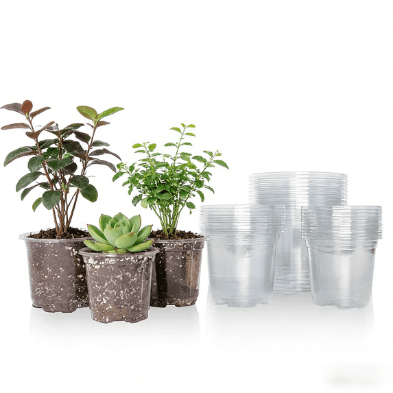 30 Packs Clear Nursery Pots 3.5/4/5 Inch, Transparent Plastic Planters with Drainage Holes, Seed Starting Pots for Flower Plant Containers