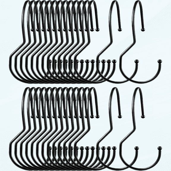 30 Packs Closet Rod S Hooks,Durable Metal Hooks,Saves Space Purse Hanger Hooks for Hanging Clothes,Purses, Handbags, Belts,Closet,Black