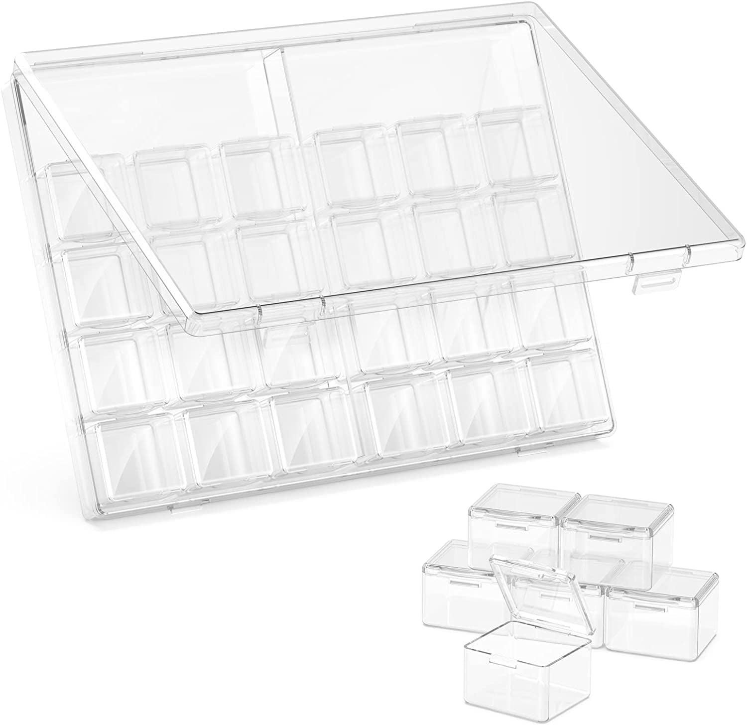 30 Packs Plastic Stackable Organizer Container with Lids, Mini Containers for Beads, Glitter, Slime, Paint or Seed Storage - Black (Transparent)