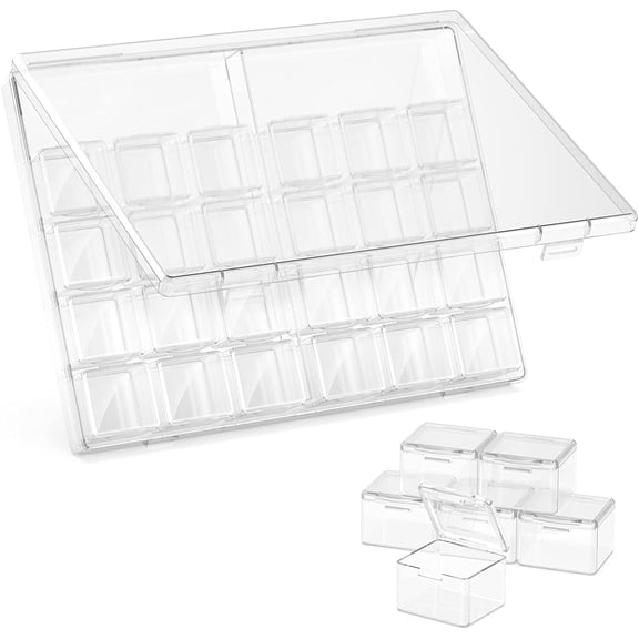 30 Packs Plastic Stackable Organizer Container with Lids, Mini Containers for Beads, Glitter, Slime, Paint or Seed Storage - Black (Transparent)