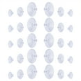 thumbnail image 1 of 30 Packs Shower Caddy Connectors Suction Cups for Bathroom, PVC Plastic Heavy Strength Large Clear Sucker Without Hooks, Replacement Suction Cups Compatible with Design,3 Sizes (Clear), 1 of 8