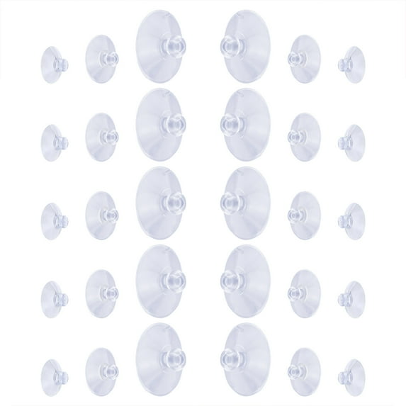 30 Packs Shower Caddy Connectors Suction Cups for Bathroom, PVC Plastic Heavy Strength Large Clear Sucker Without Hooks, Replacement Suction Cups Compatible with Design,3 Sizes (Clear)