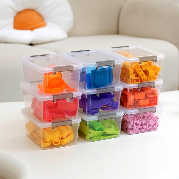 30 Packs Small Storage Bins Plastic Storage Container Stackable Box with Lids for Organizing, Clear White