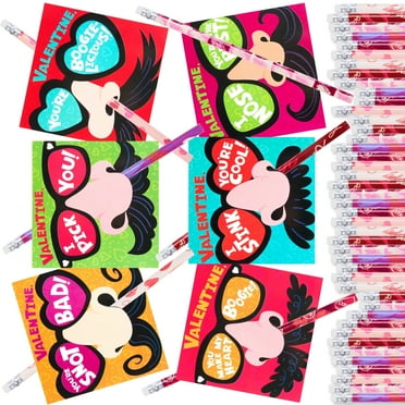 30 Packs Valentines Cards for School,Valentines Pencil Set Valentines for Classroom Party Favor