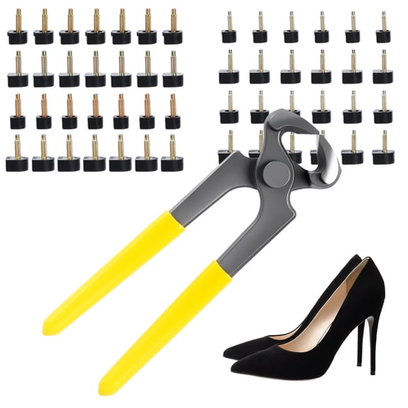 30 Pairs 5 Sizes High Heel Replacement Tips High Heel Repair Tips Kit U Shaped Replacement Caps Kit with Heel Pliers (8/9/10/11/12mm)
