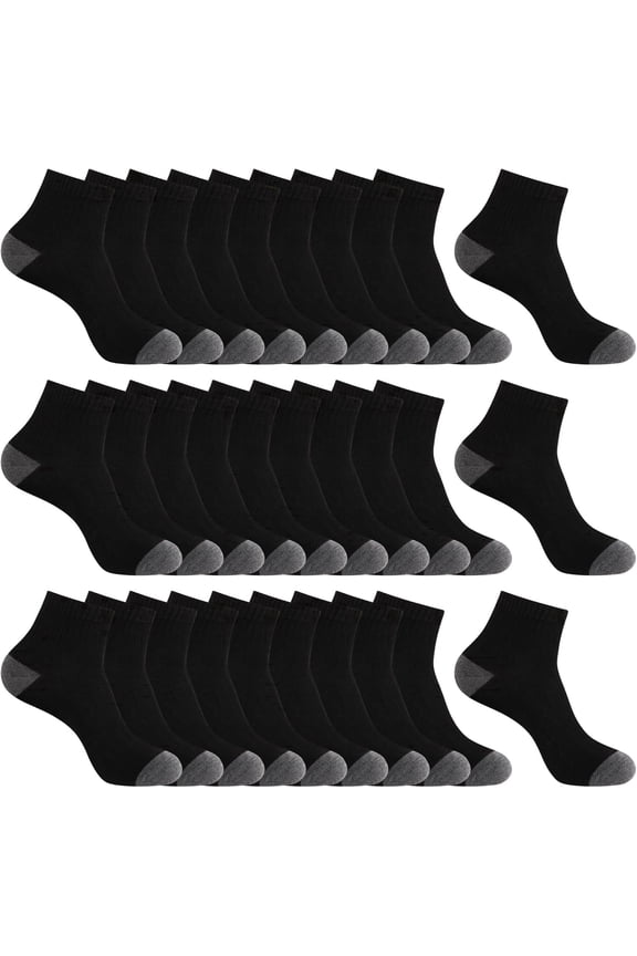 30 Pairs Ankle Socks For Men - Lightweight Mens Socks Size 9-12 Thin Casual Quarter Bulk Socks