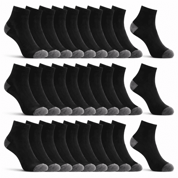 TAVENE 30 Pairs Mens Ankle Socks - Lightweight Thin Casual Quarter Bulk Socks Size 9-12 For Men