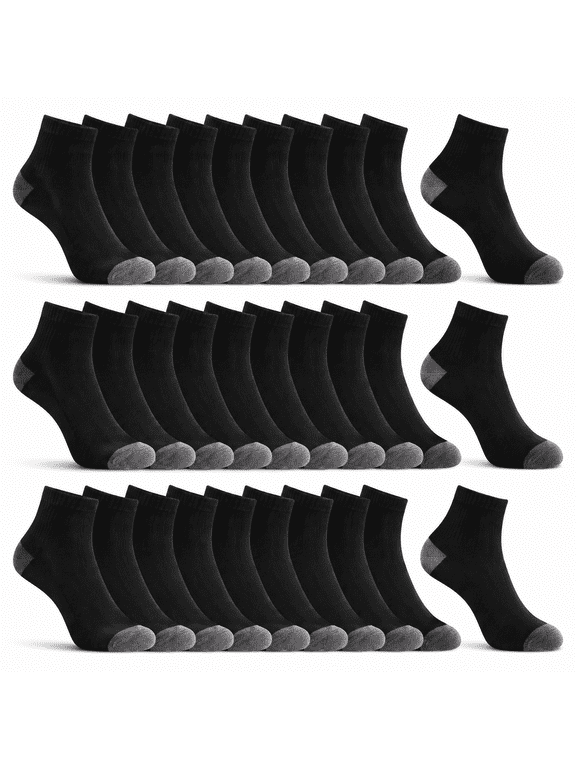 30 Pairs Mens Ankle Socks - Lightweight Thin Casual Quarter Bulk Socks Size 9-12 For Men