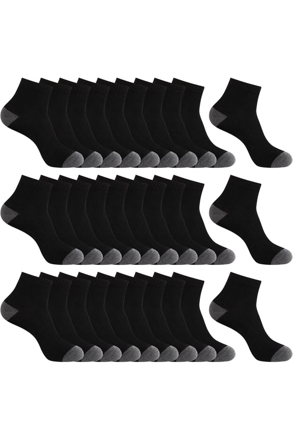 30 Pairs Mens Ankle Socks - Lightweight Thin Casual Quarter Bulk Socks Size 9-12 For Men