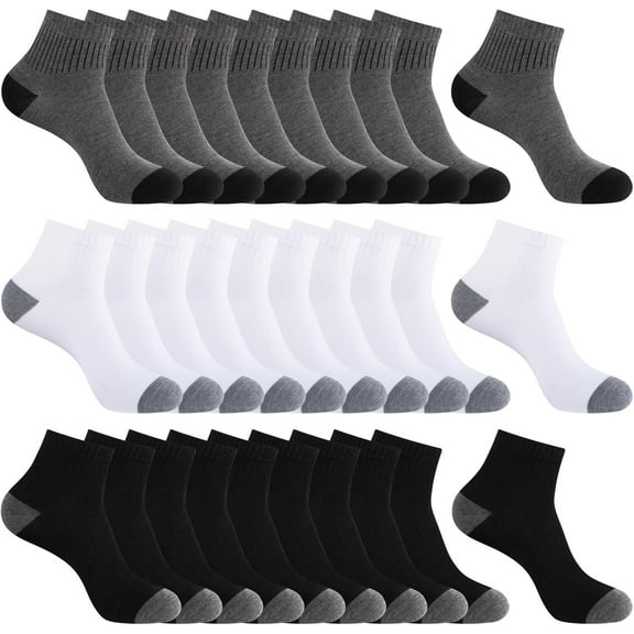 30 Pairs Ankle Socks For Men-Lightweight Mens Socks Size 9-12 Thin Casual Quarter Bulk Socks
